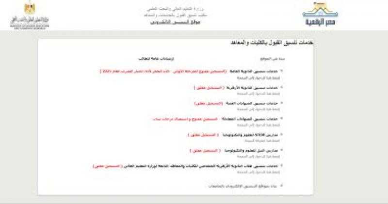 تنسيق الدور الثانى .. قائمه المعاهد العليا المعتمده من وزاره التعليم العالى